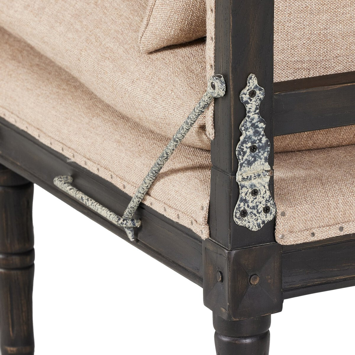 Rustic Chaise Lounge/Bench - Ivory Fabric