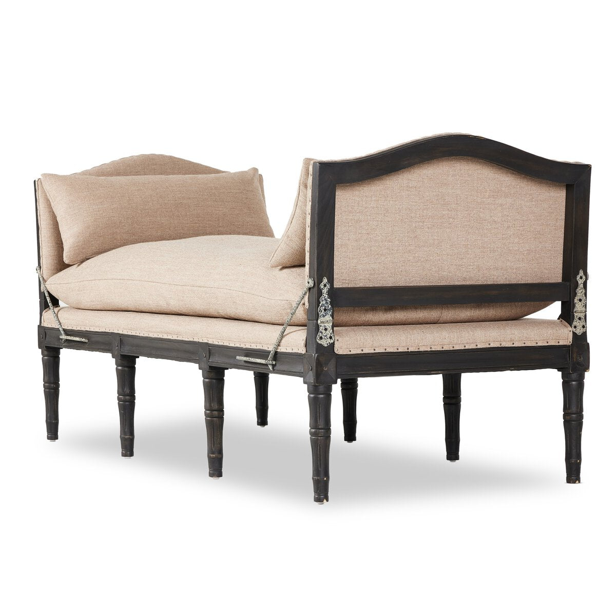 Rustic Chaise Lounge/Bench - Ivory Fabric