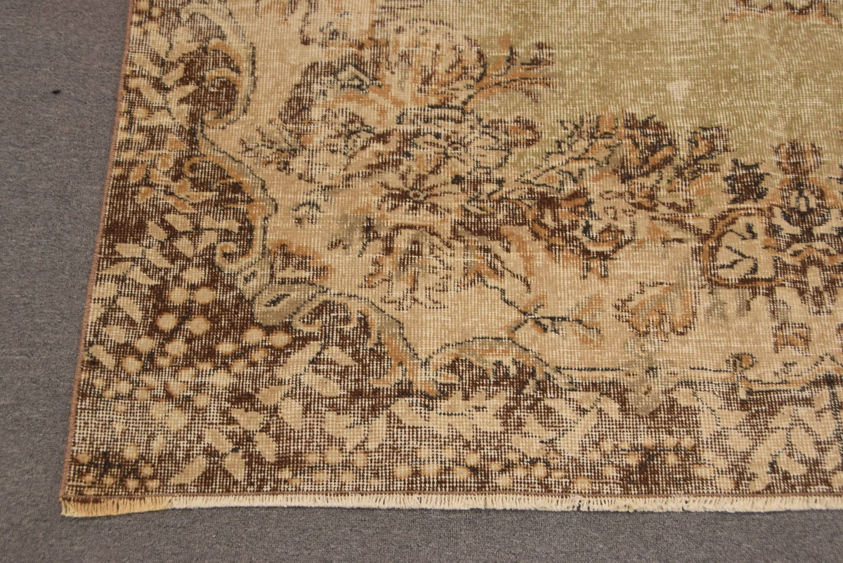 6.1x9.3 ft Turkish Rug, Brown Oriental Vintage Wool Rug