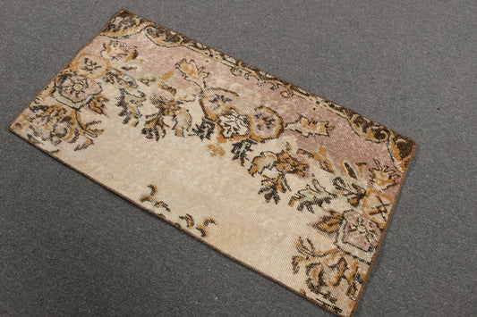 Turkish 2x3.7 ft Small Rug, Vintage Rug, Brown Southwestern Rug