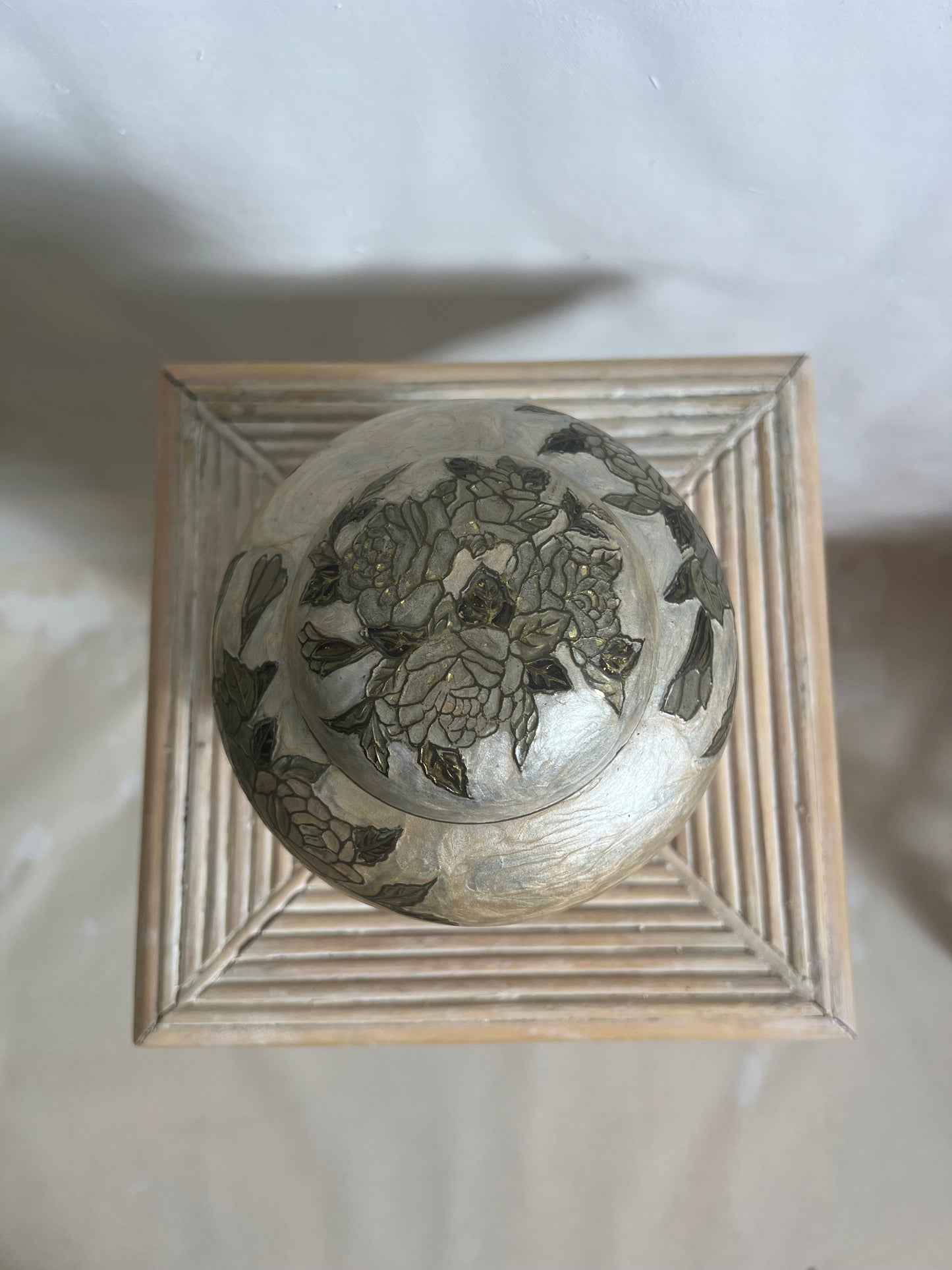 Vintage Ivory with Roses Canister