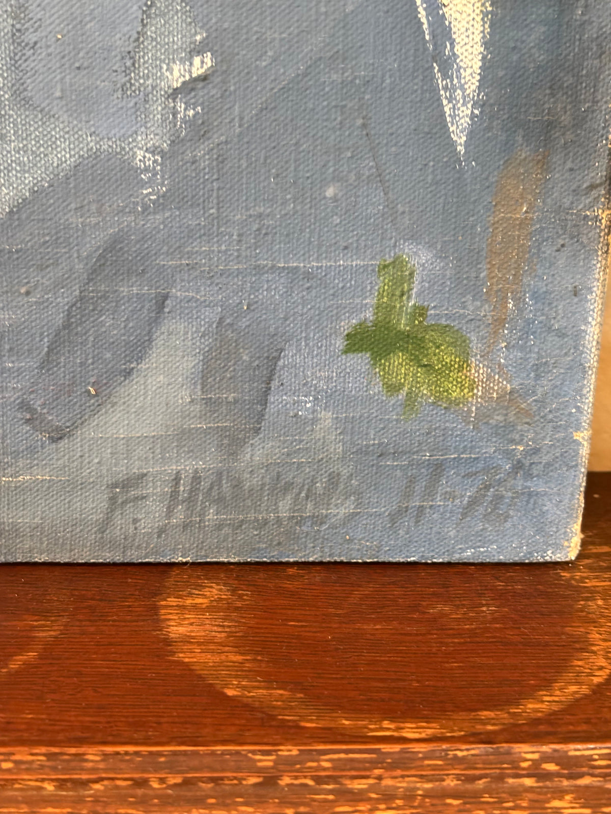 Vintage Original Signed Blue Abstract c. 1970