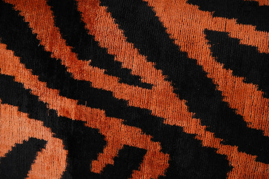 Silk Ikat Velvet Pillow Cover | Tiger Print Vermilion