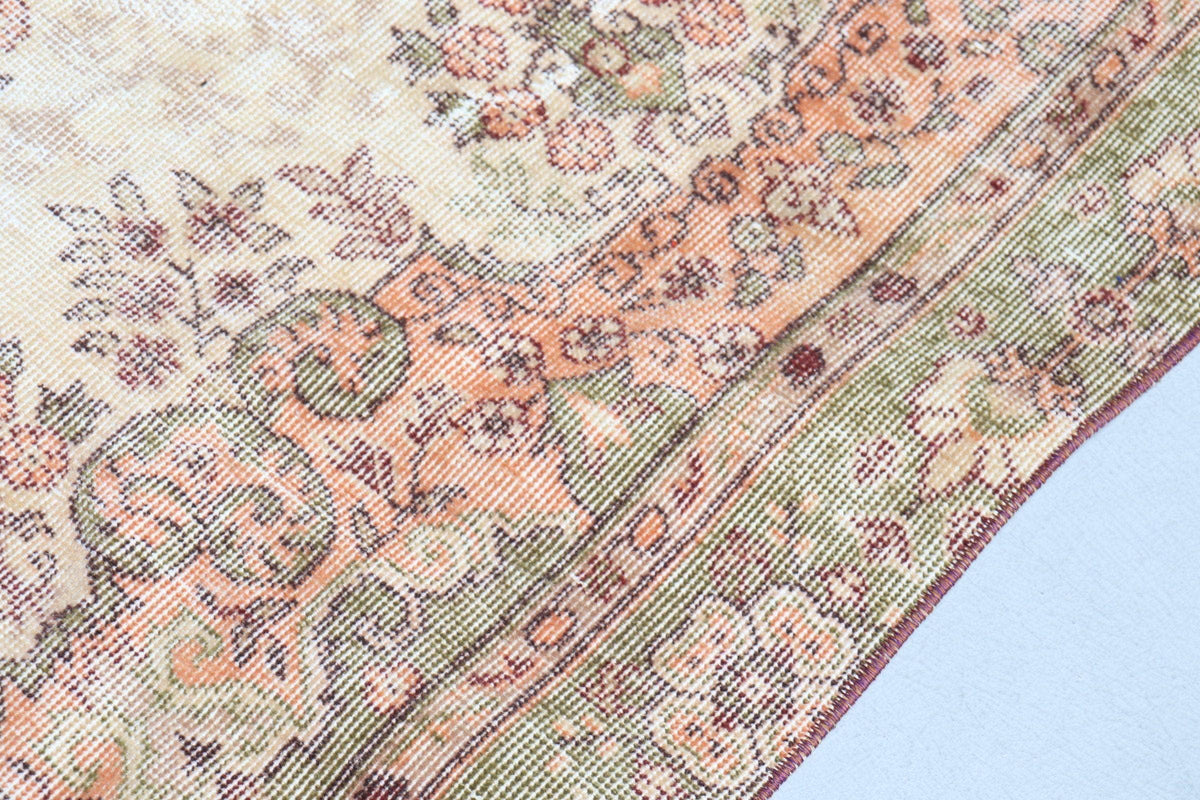 6x9,7 ft Vintage Rug, Rug, Beige Ikat Rug Wool