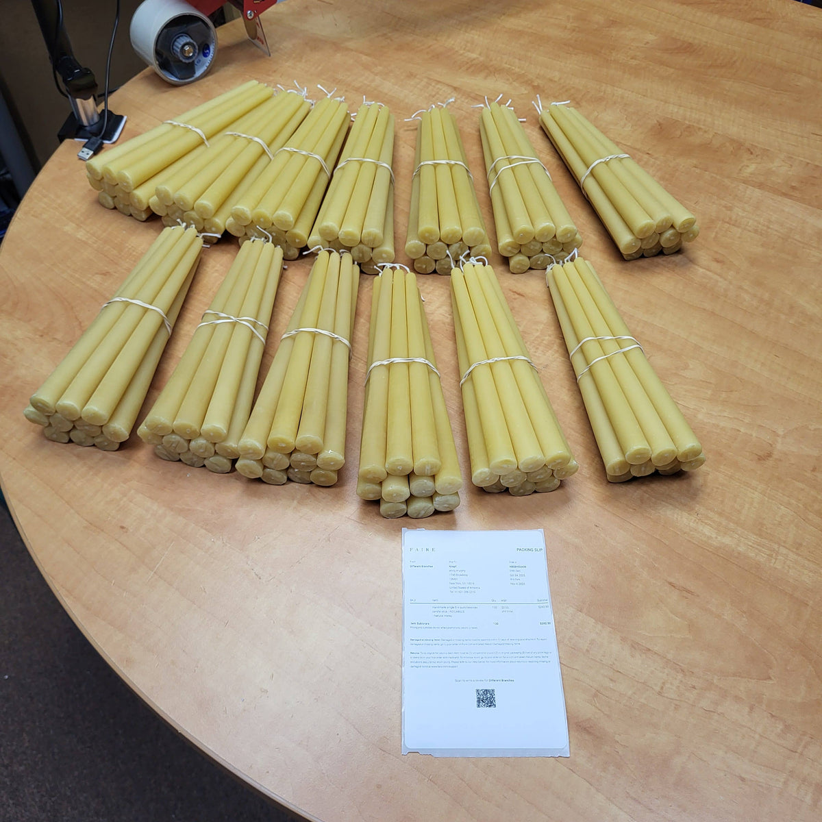 Bulk Handmade 9 in pure beeswax candle stick NO LABELS: Yellow / Natural Honey