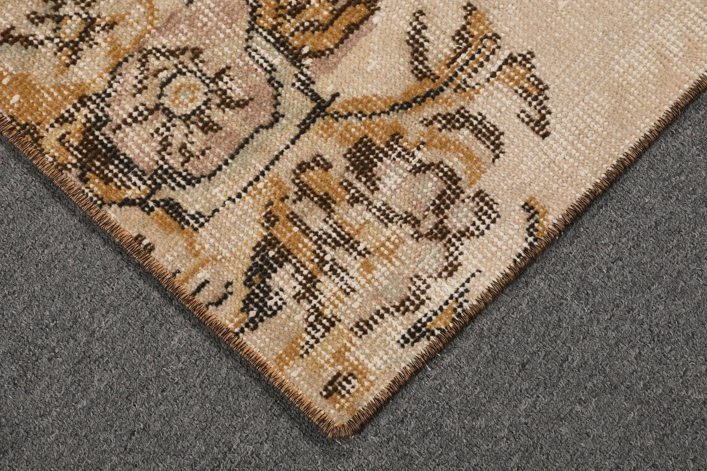 Turkish 2x3.7 ft Small Rug, Vintage Rug, Brown Southwestern Rug