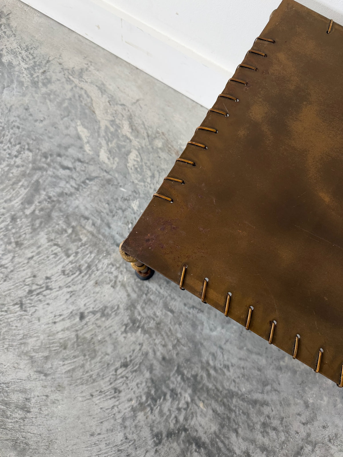 Vintage Handmade Patinated Metal Side Table