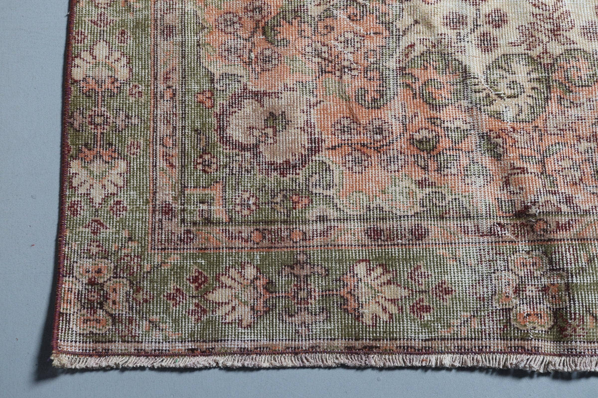 6x9,7 ft Vintage Rug, Rug, Beige Ikat Rug Wool