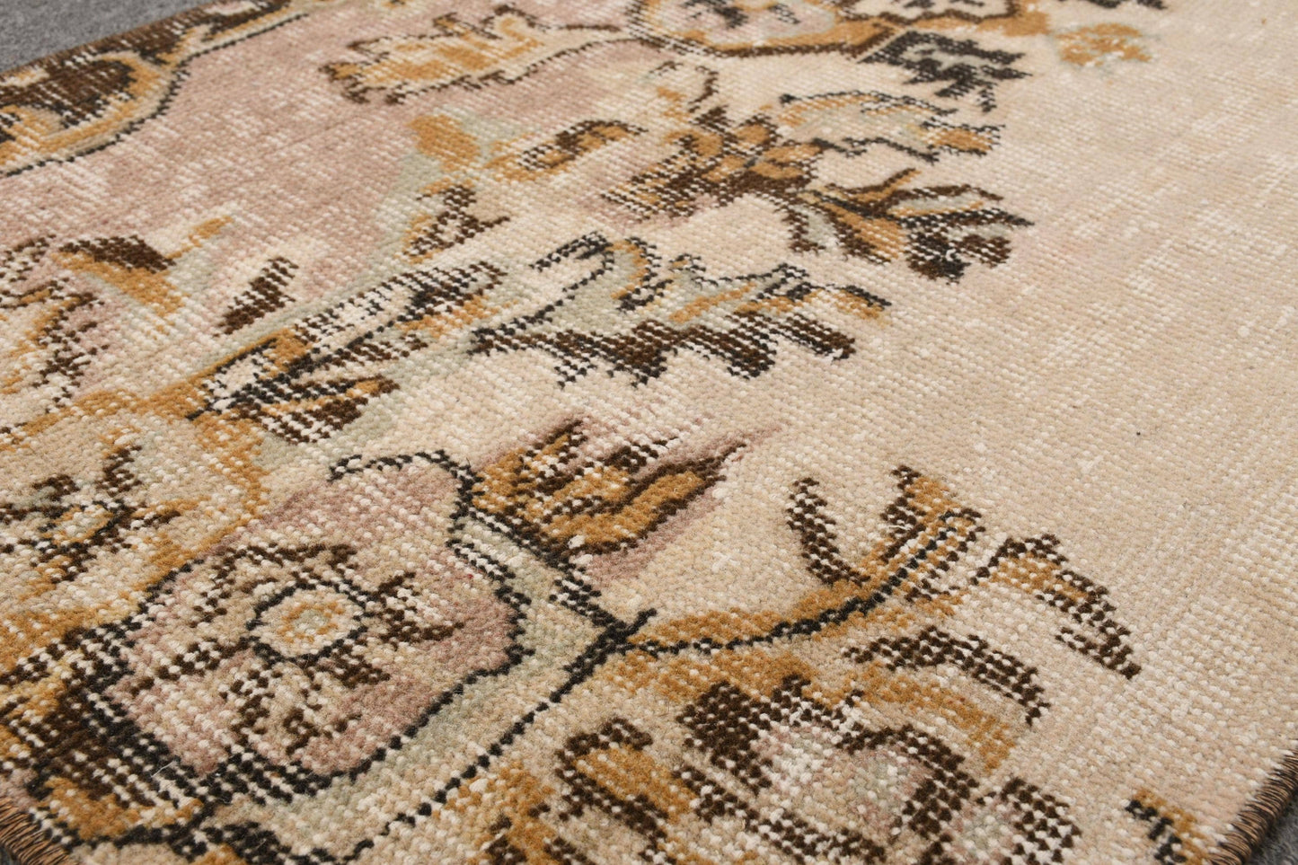 Turkish 2x3.7 ft Small Rug, Vintage Rug, Brown Southwestern Rug