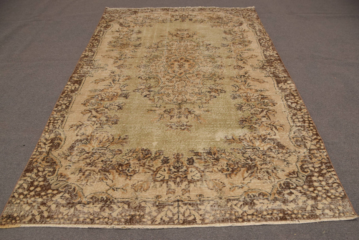 6.1x9.3 ft Turkish Rug, Brown Oriental Vintage Wool Rug