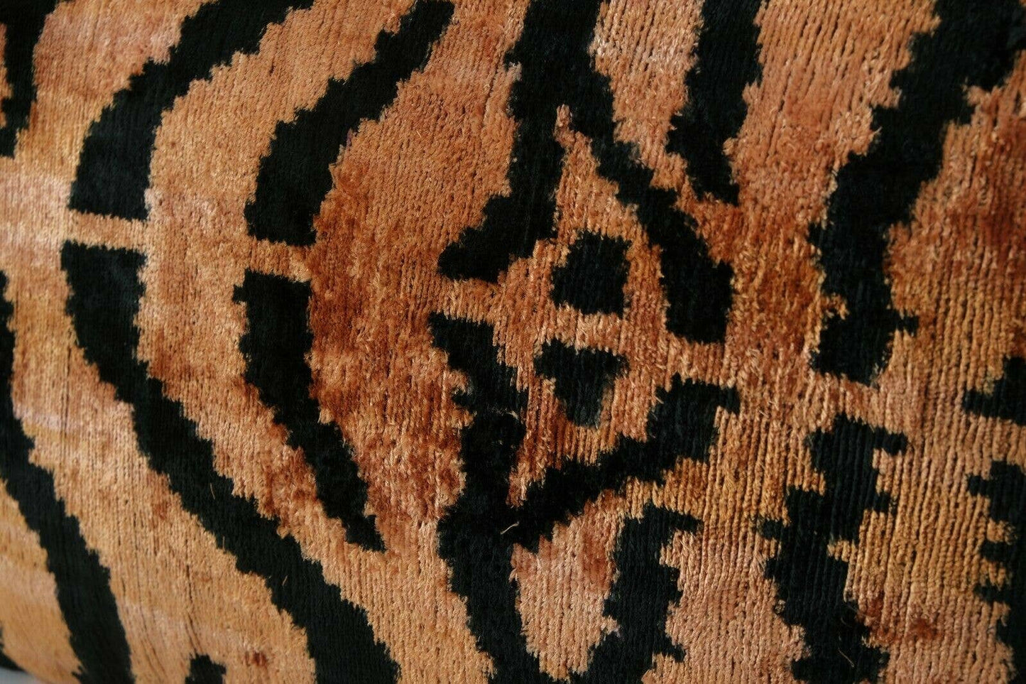 Handmade Tiger Ikat Velvet Pillow, Uzbek Silk Handloom