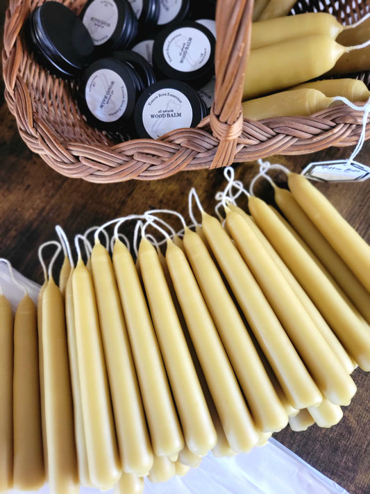 4 inch Pair Hand-Dipped Pure Beeswax Chime Candles