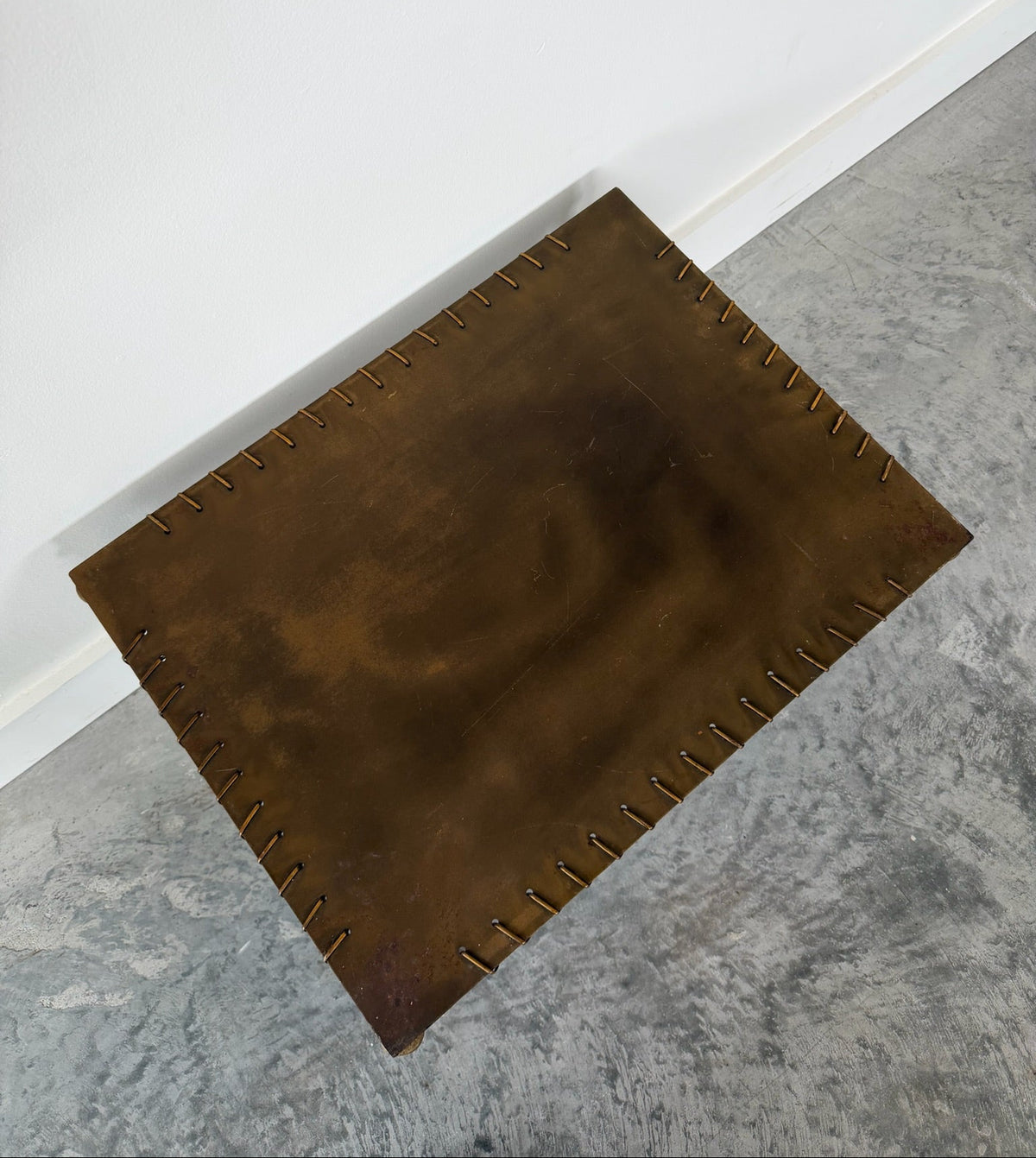 Vintage Handmade Patinated Metal Side Table
