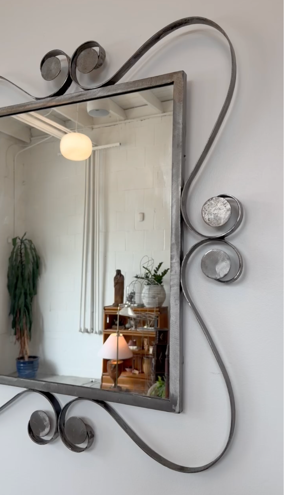 Vintage Welded Metal Sculptural Mirror - Made in Mexico