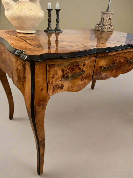 Italian Burl Wood Writing Desk