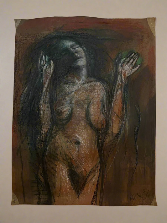 Large Original Nude Abstract Charcoal and Pastel Artwork