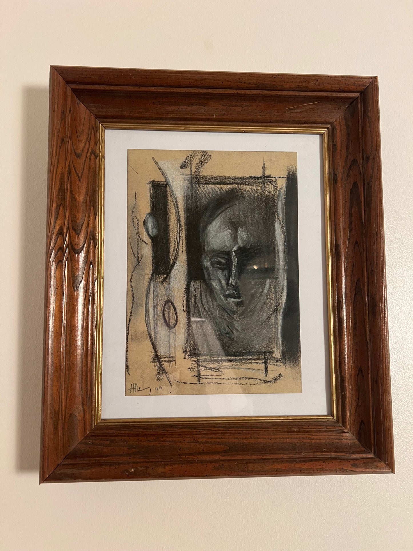 Framed Original Charcoal Drawing