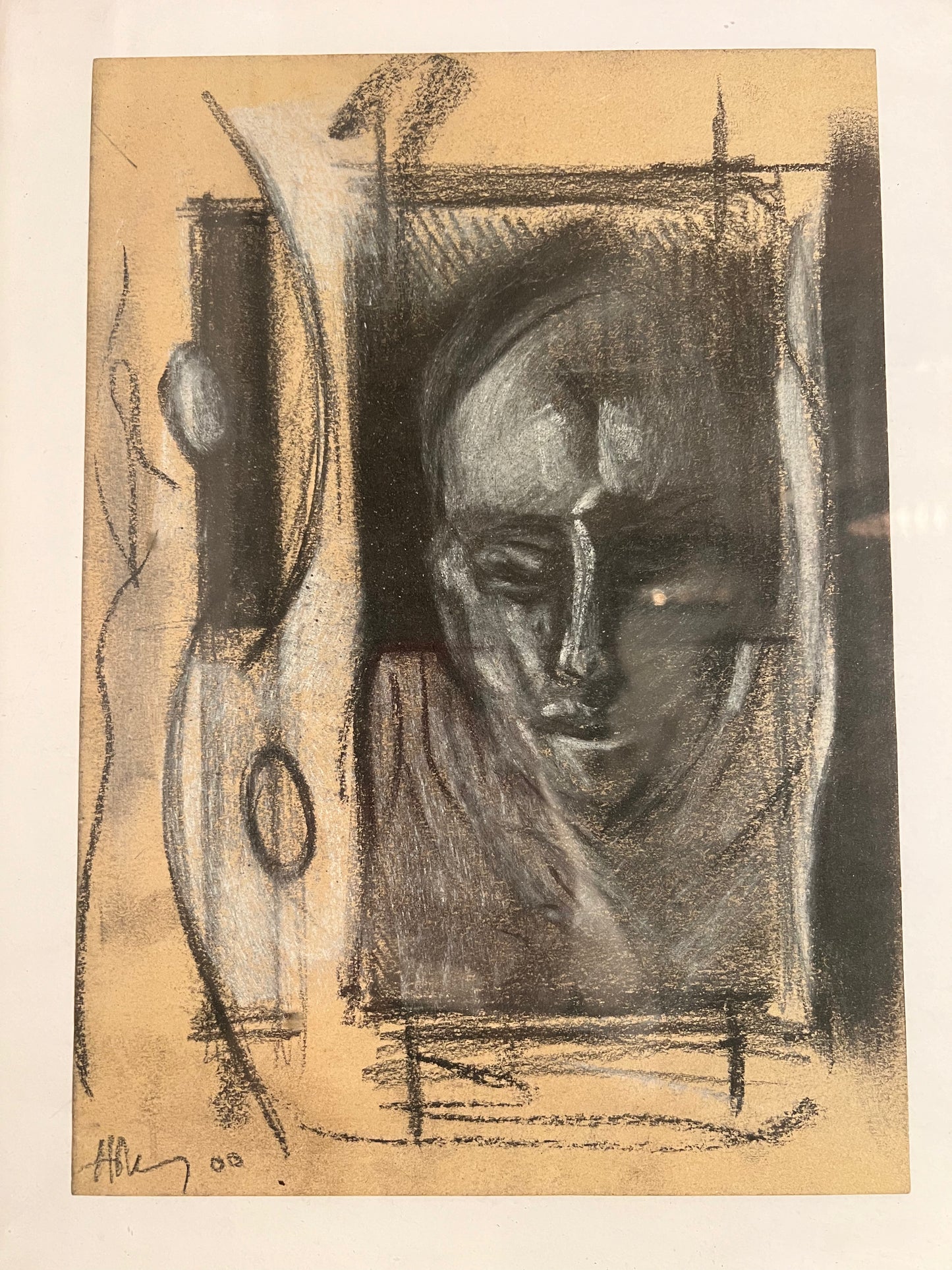 Framed Original Charcoal Drawing