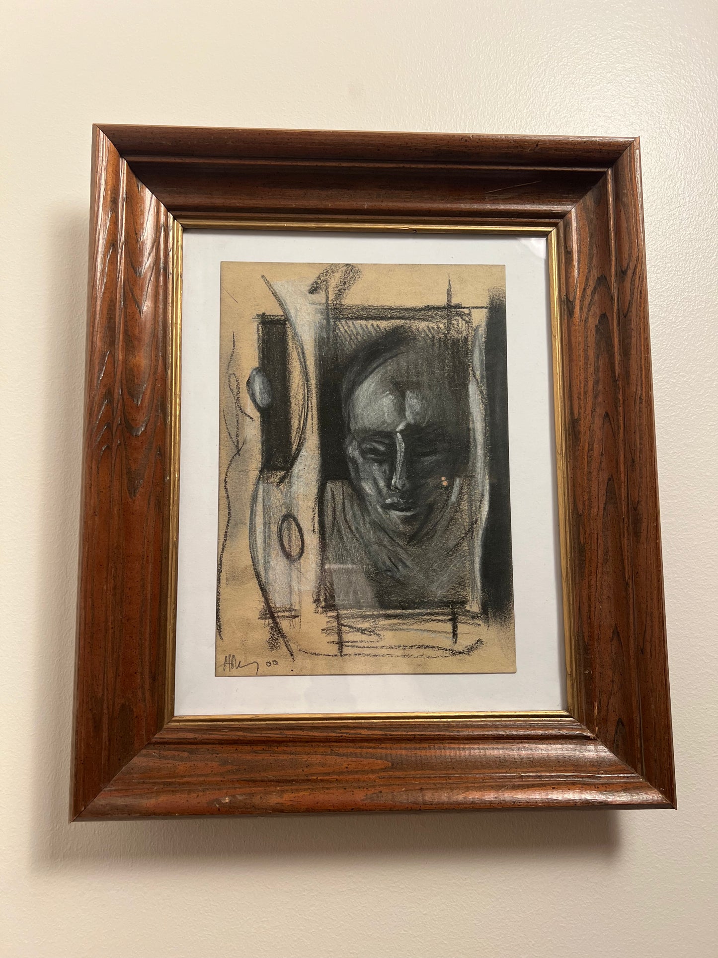 Framed Original Charcoal Drawing