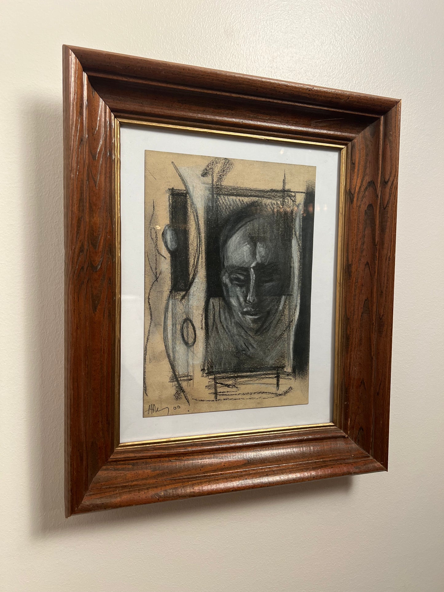 Framed Original Charcoal Drawing