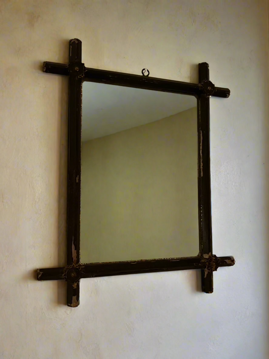 Vintage Weathered Cross Frame Mirror