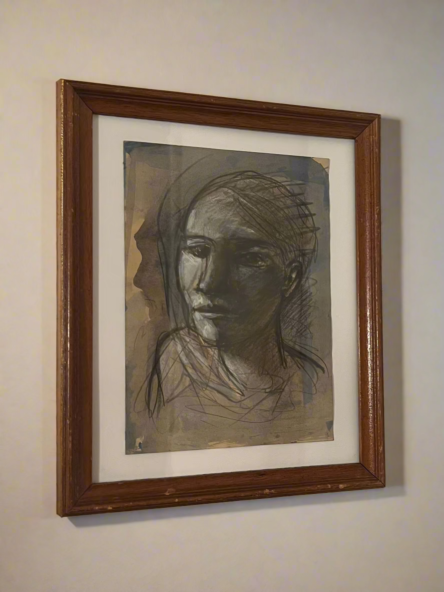 Framed Figure, Original Mixed Media