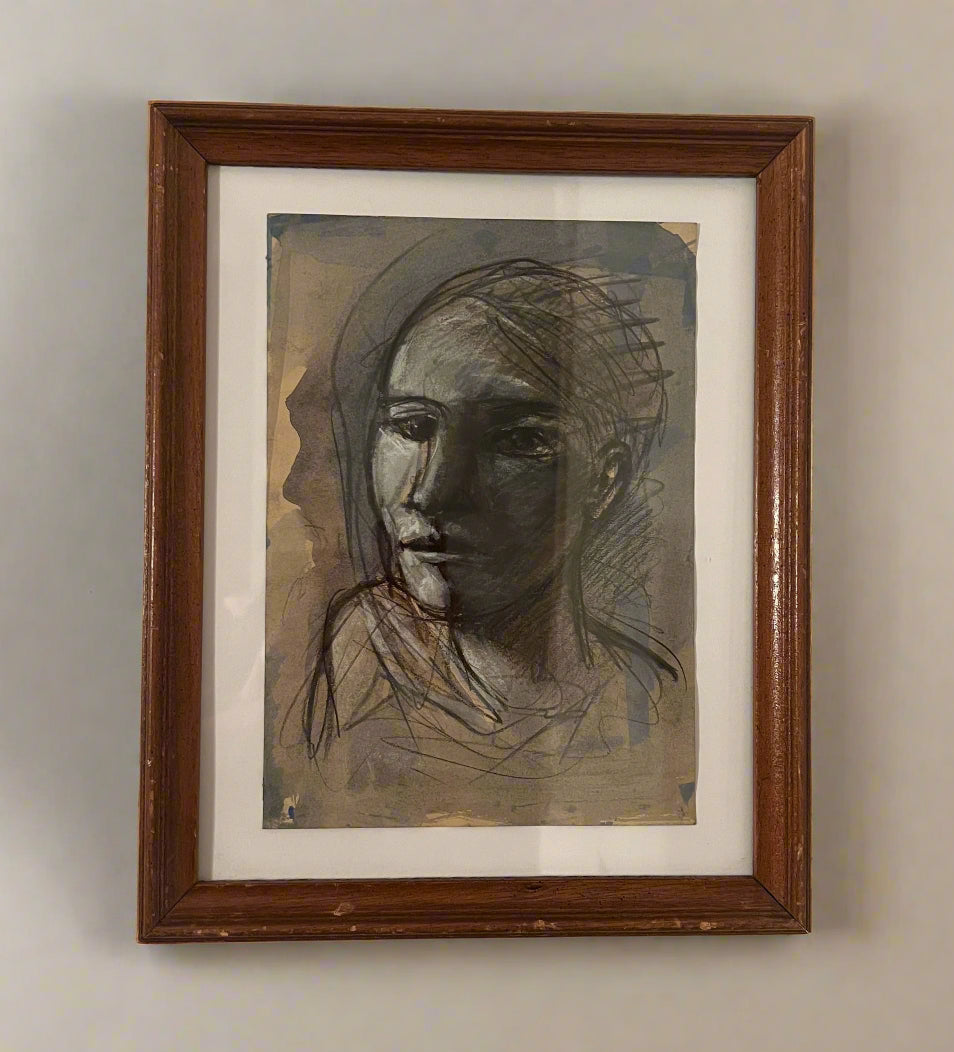 Framed Figure, Original Mixed Media