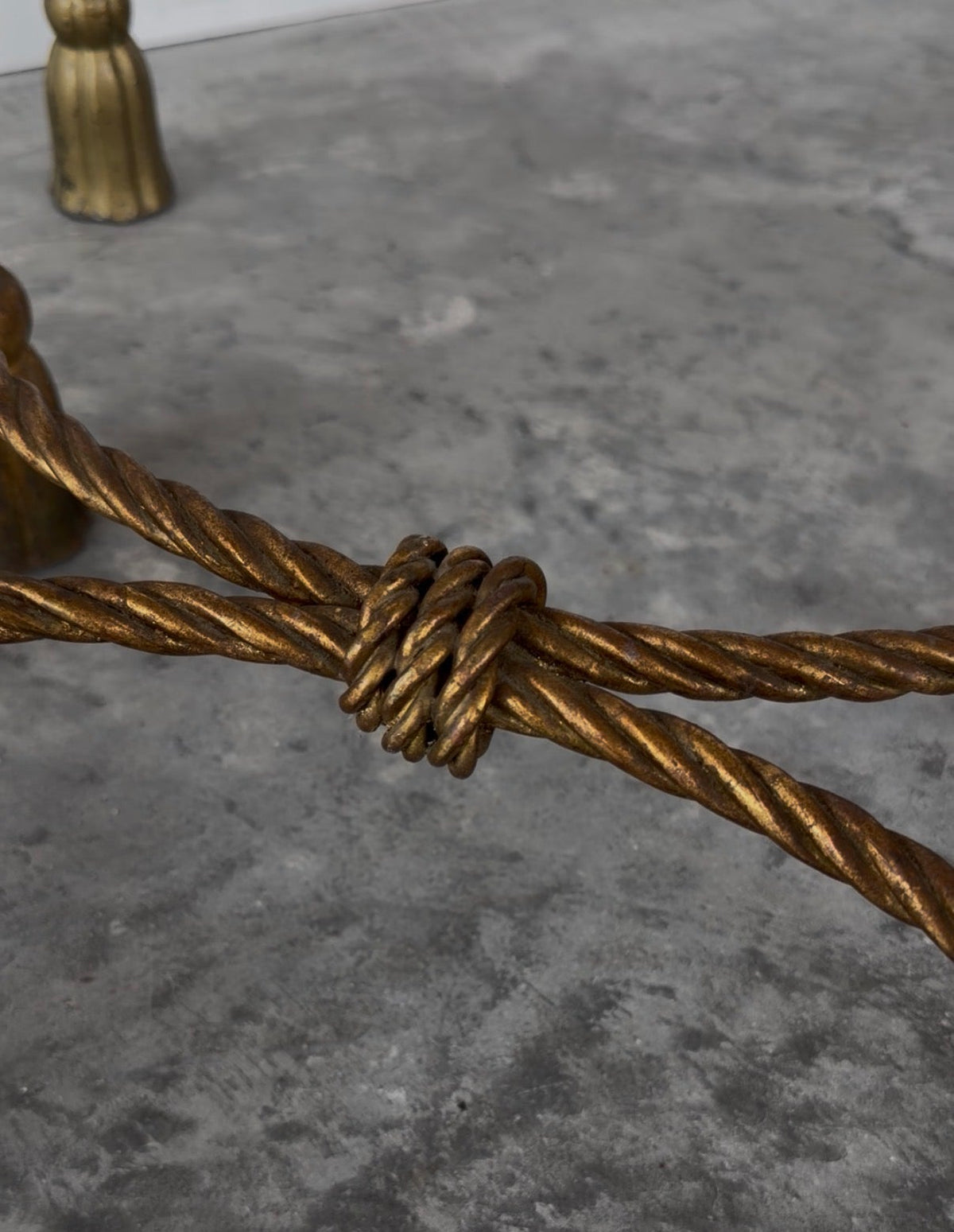 Palladio Italian Mid-Century Gilt Iron Rope and Tassel Nesting Tables