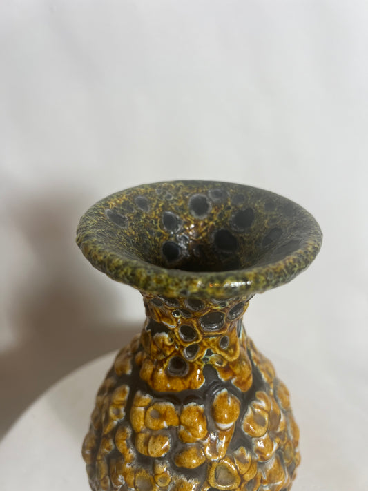 Vintage Green & Yellow Bubble Bud Vase