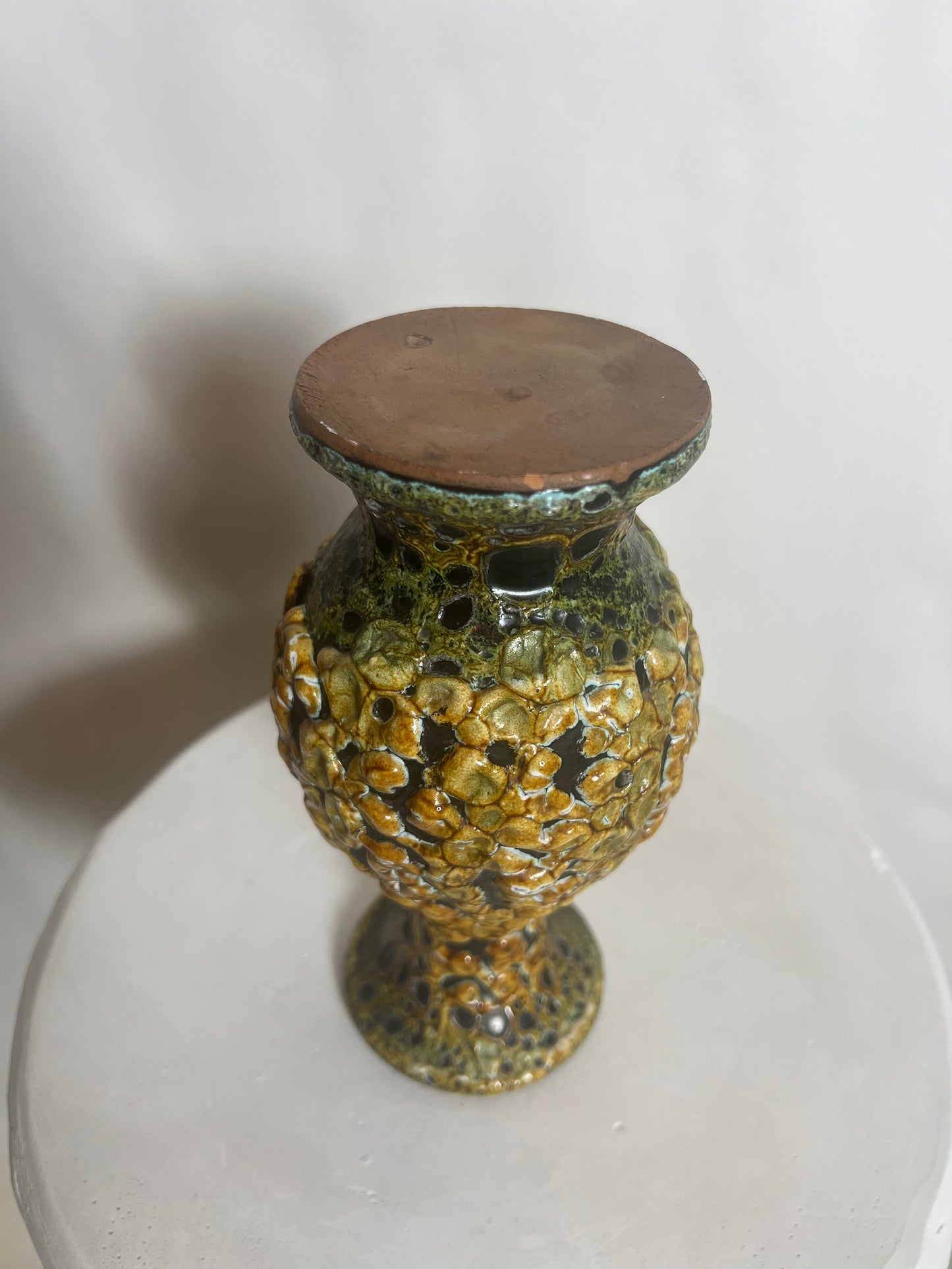 Vintage Green & Yellow Bubble Bud Vase