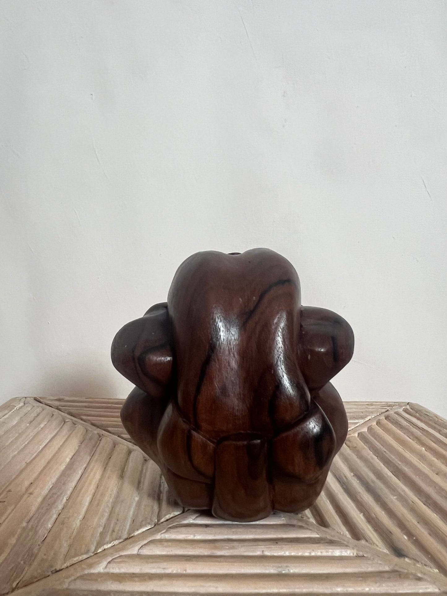 Crying Buddha Figurine, Wood