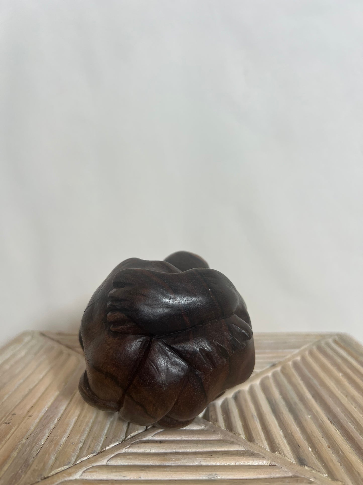 Crying Buddha Figurine, Wood