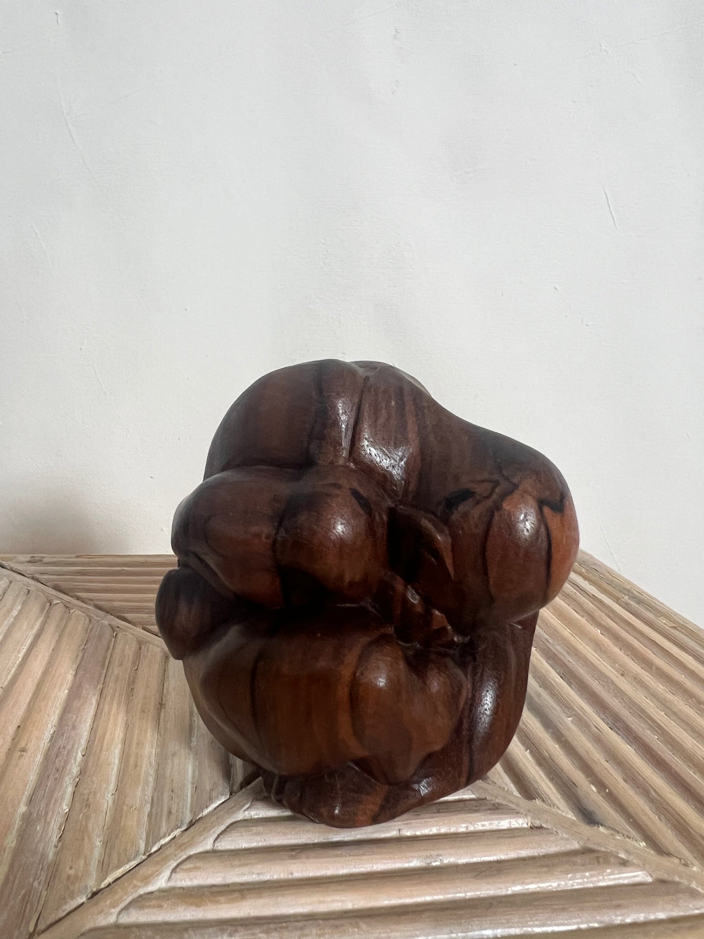 Crying Buddha Figurine, Wood