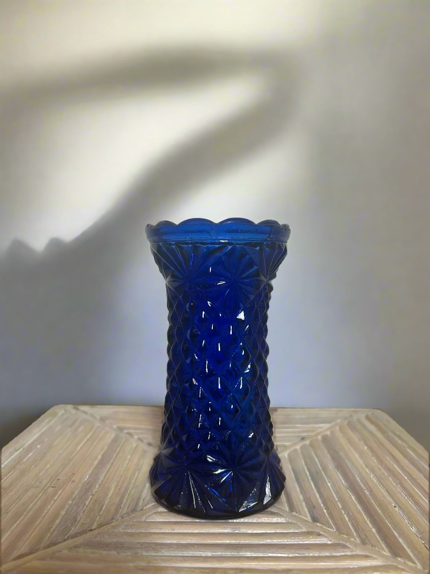 Vintage Short Blue Bud Vase