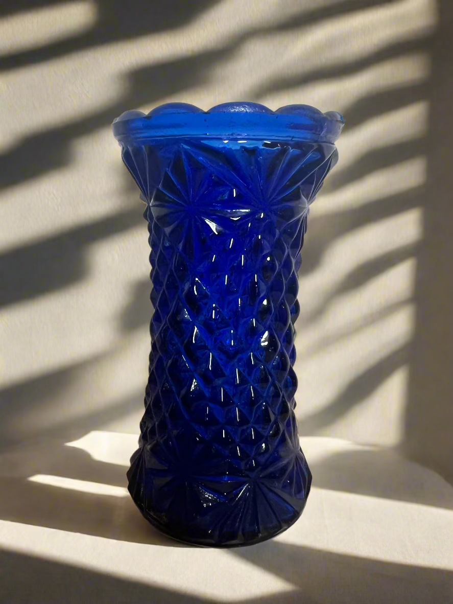 Vintage Short Blue Bud Vase