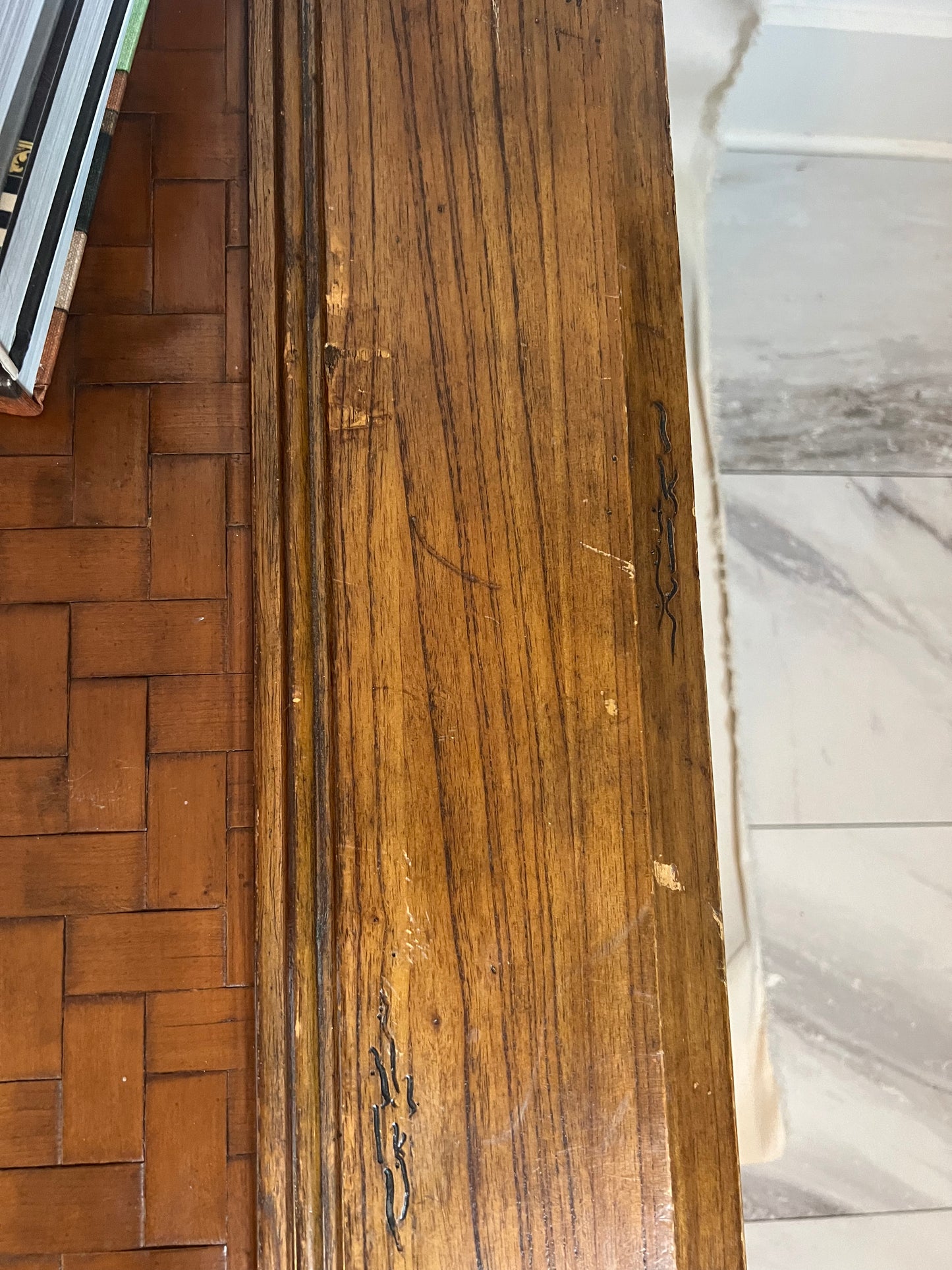 Rustic Square Wood Coffee Table with Drawers