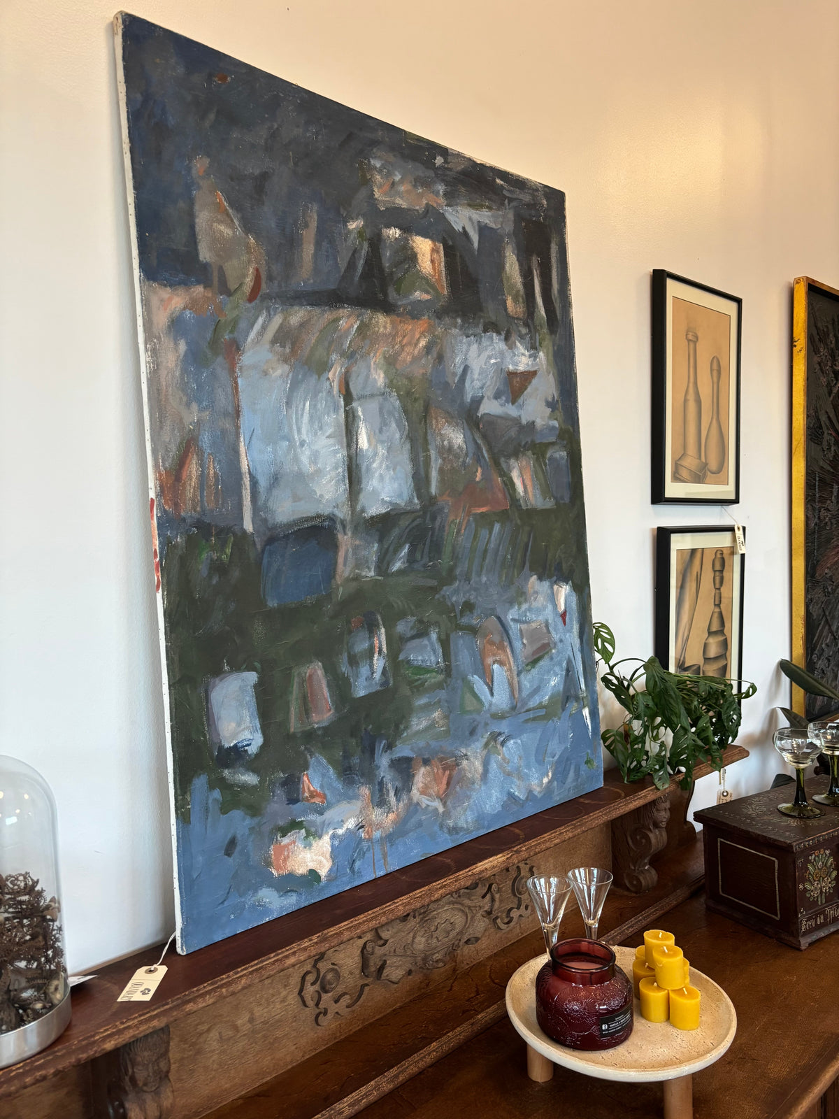 Vintage Original Signed Blue Abstract c. 1970