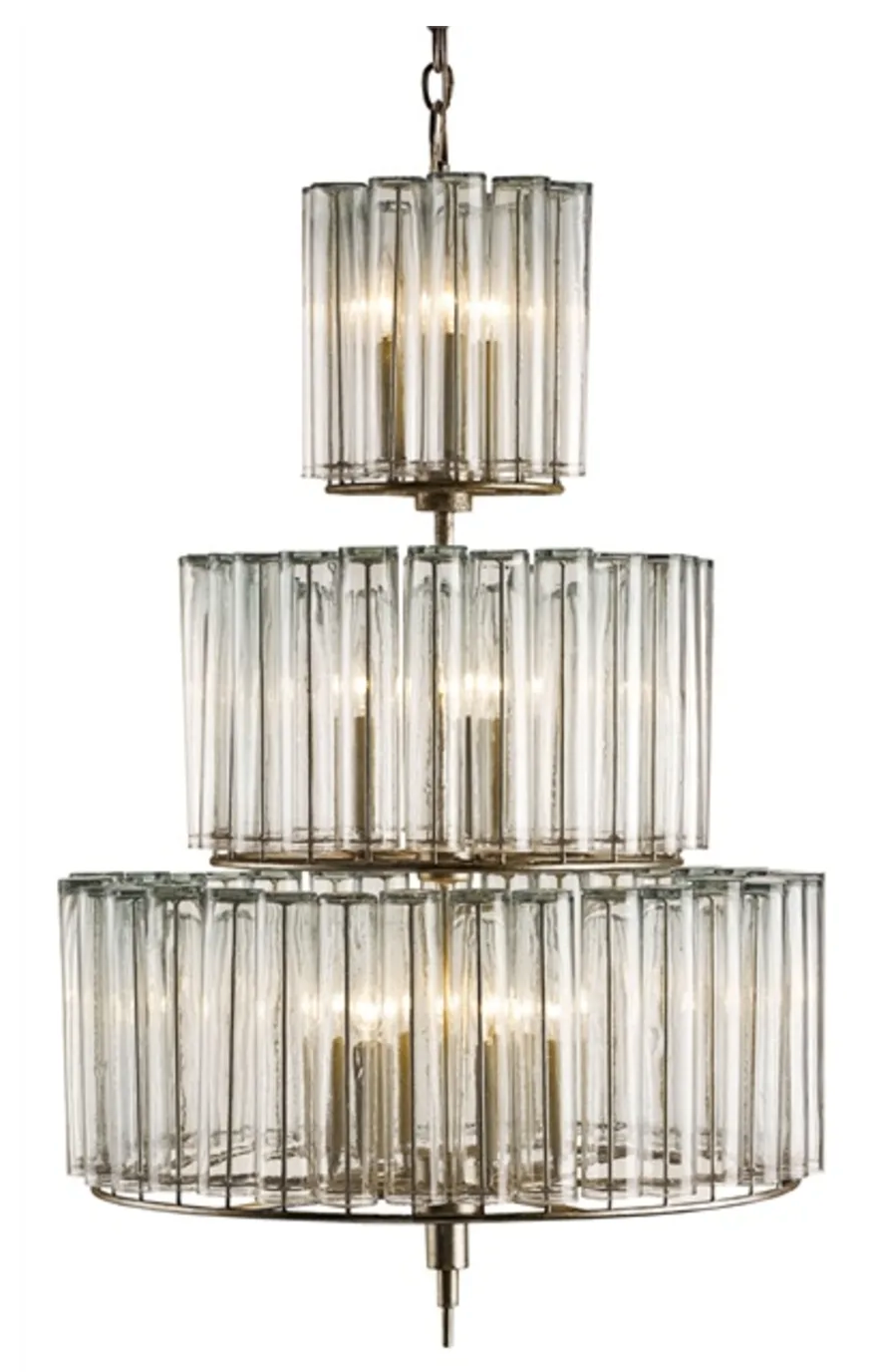 Currey & Co Bevilacqua 12 Light 3 Tier Glass Chandelier