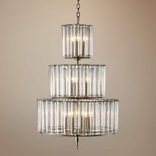 Currey & Co Bevilacqua 12 Light 3 Tier Glass Chandelier