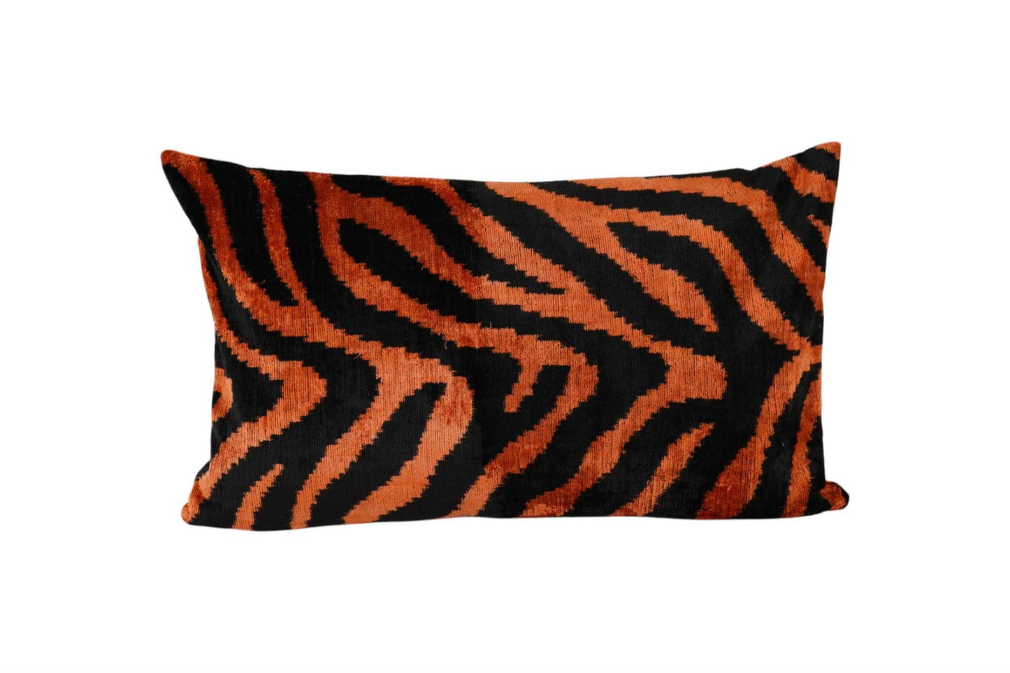 Silk Ikat Velvet Pillow Cover | Tiger Print Vermilion
