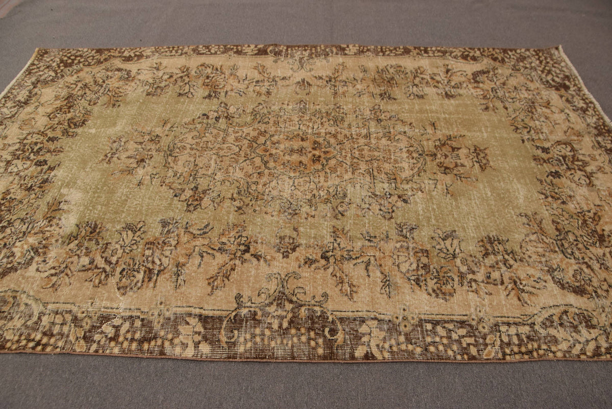 6.1x9.3 ft Turkish Rug, Brown Oriental Vintage Wool Rug