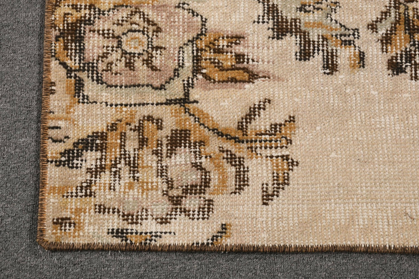 Turkish 2x3.7 ft Small Rug, Vintage Rug, Brown Southwestern Rug