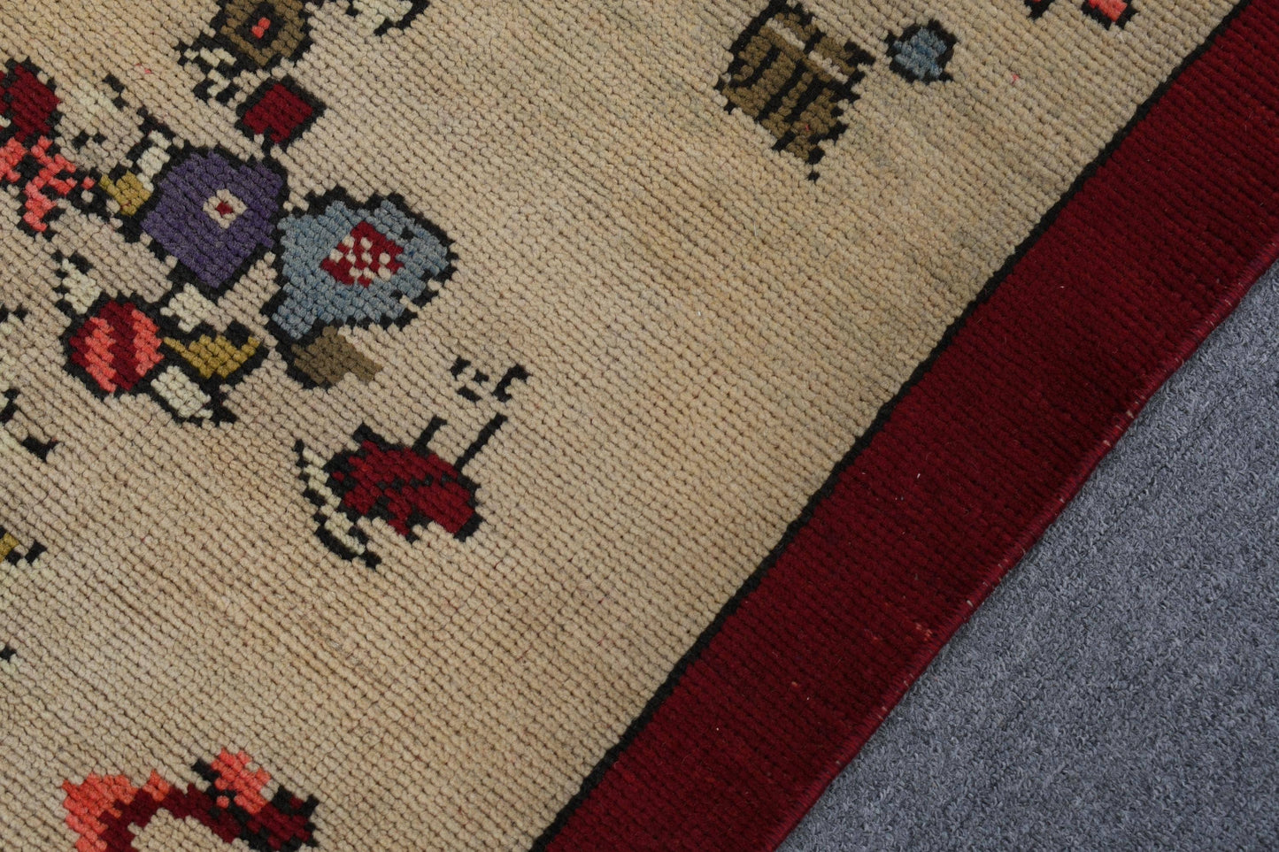 4.3x8.1 ft Turkish Area Rug, Vintage Red Floral Rug