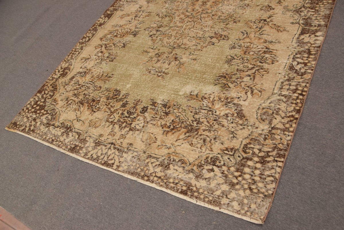 6.1x9.3 ft Turkish Rug, Brown Oriental Vintage Wool Rug