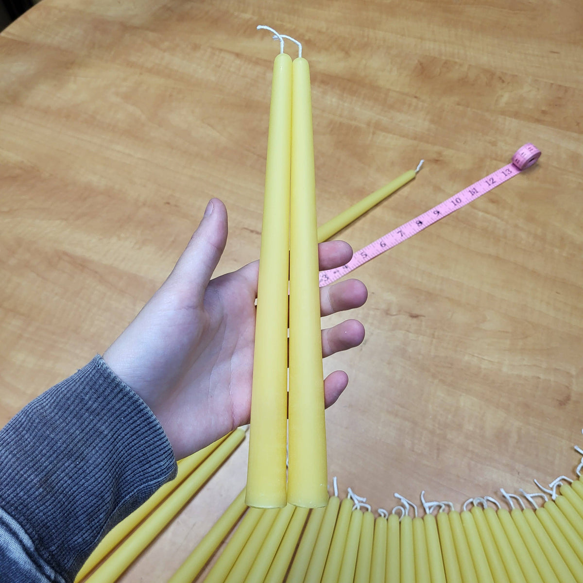 Bulk Handmade 9 in pure beeswax candle stick NO LABELS: Yellow / Natural Honey